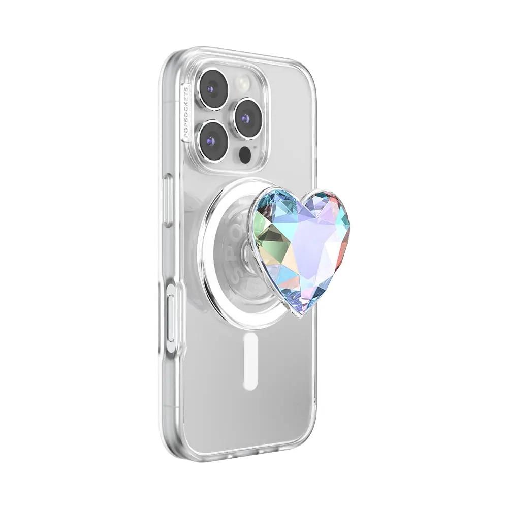 PopSockets Phone Grip for MagSafe Iridescent Dichroic Heart | Secure Magnetic Holder & Stand - main product image