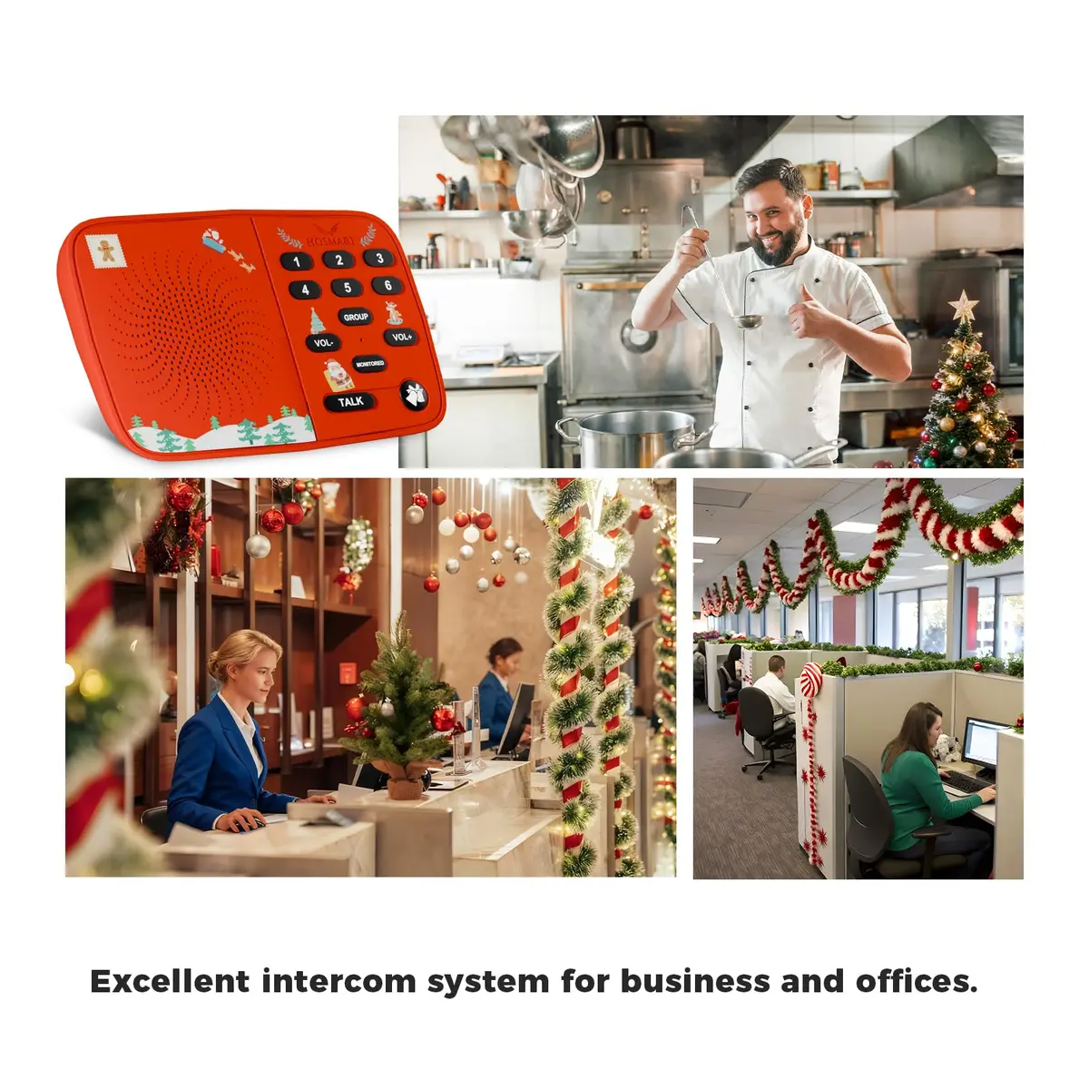 HOSMART UltraSpeak Wireless Intercom System with 4 Stations | Clear Sound & 1300 Ft Range for Home & Business - view 5