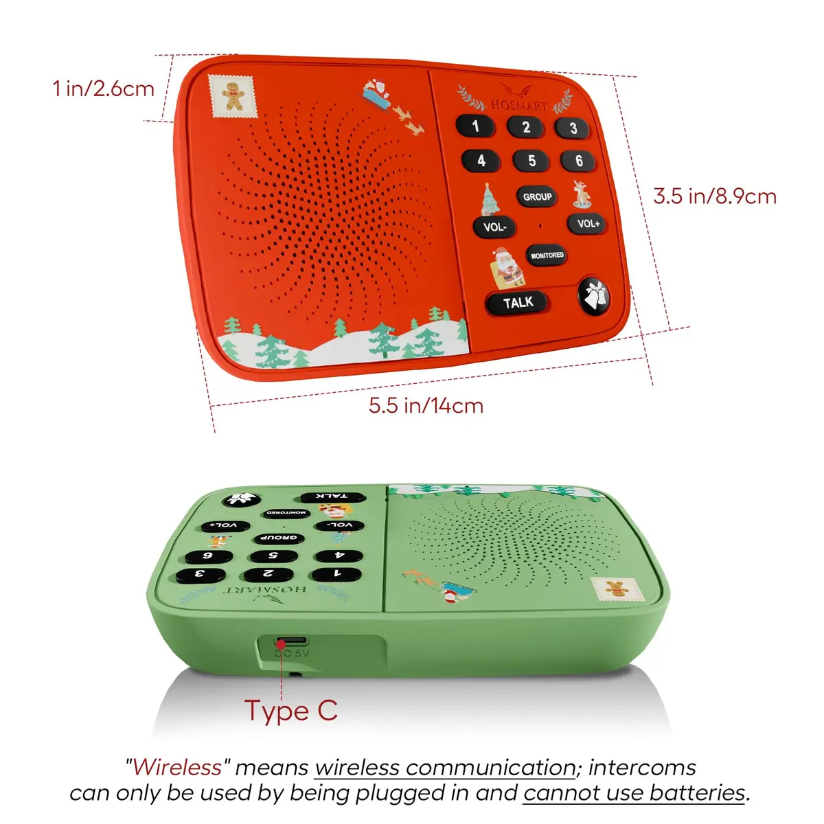 HOSMART UltraSpeak Wireless Intercom System with 4 Stations | Clear Sound & 1300 Ft Range for Home & Business - view 8