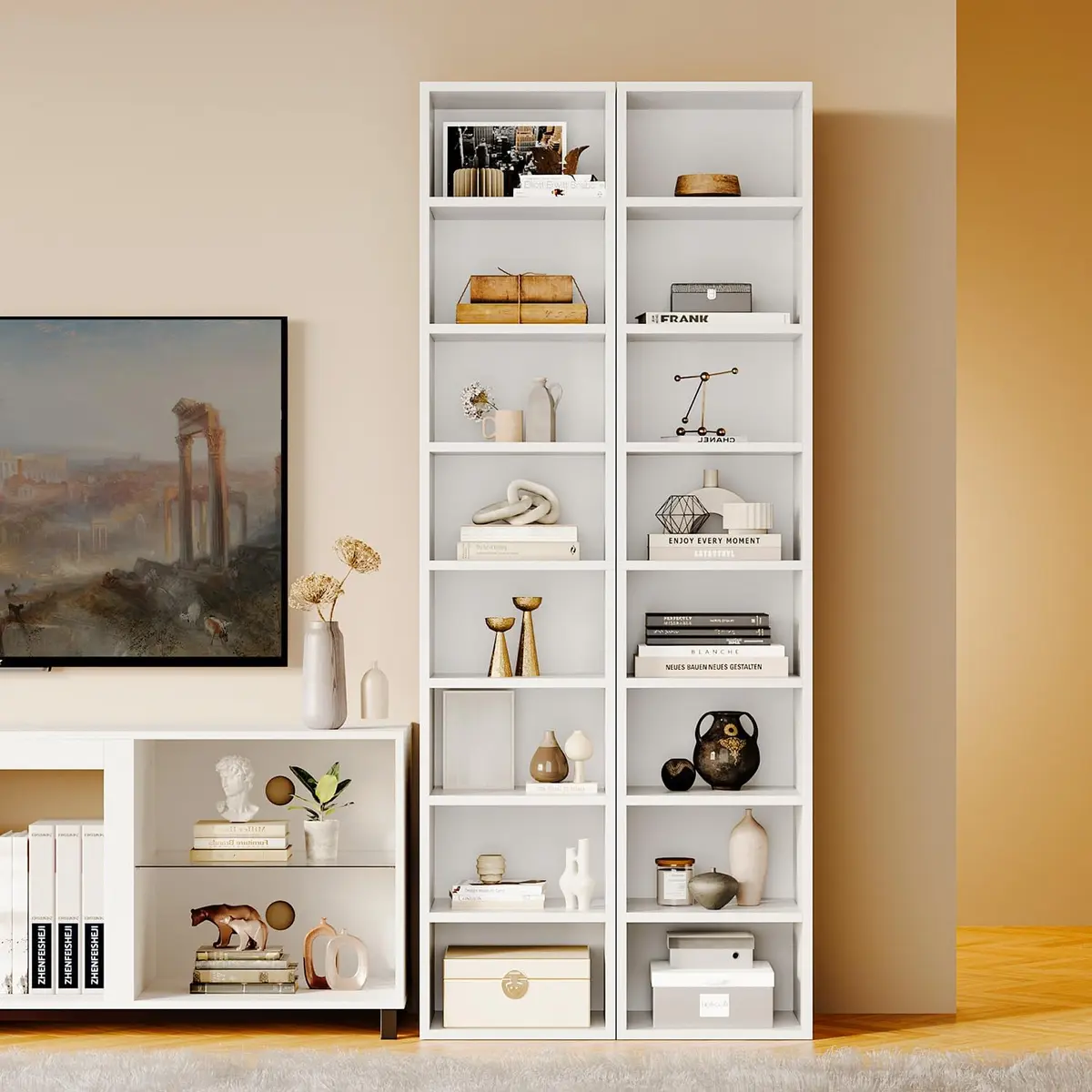 MXV 71.5" Tall Narrow Bookshelf 8-Tier Cube Display Rack for Home Office - view 6