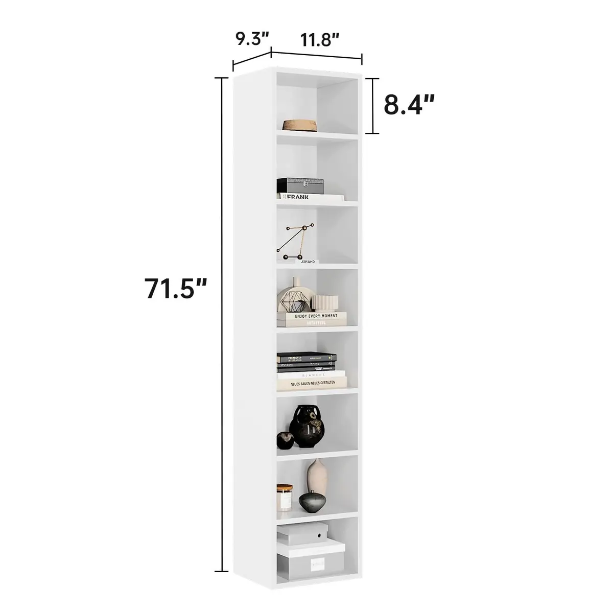 MXV 71.5" Tall Narrow Bookshelf 8-Tier Cube Display Rack for Home Office - view 2