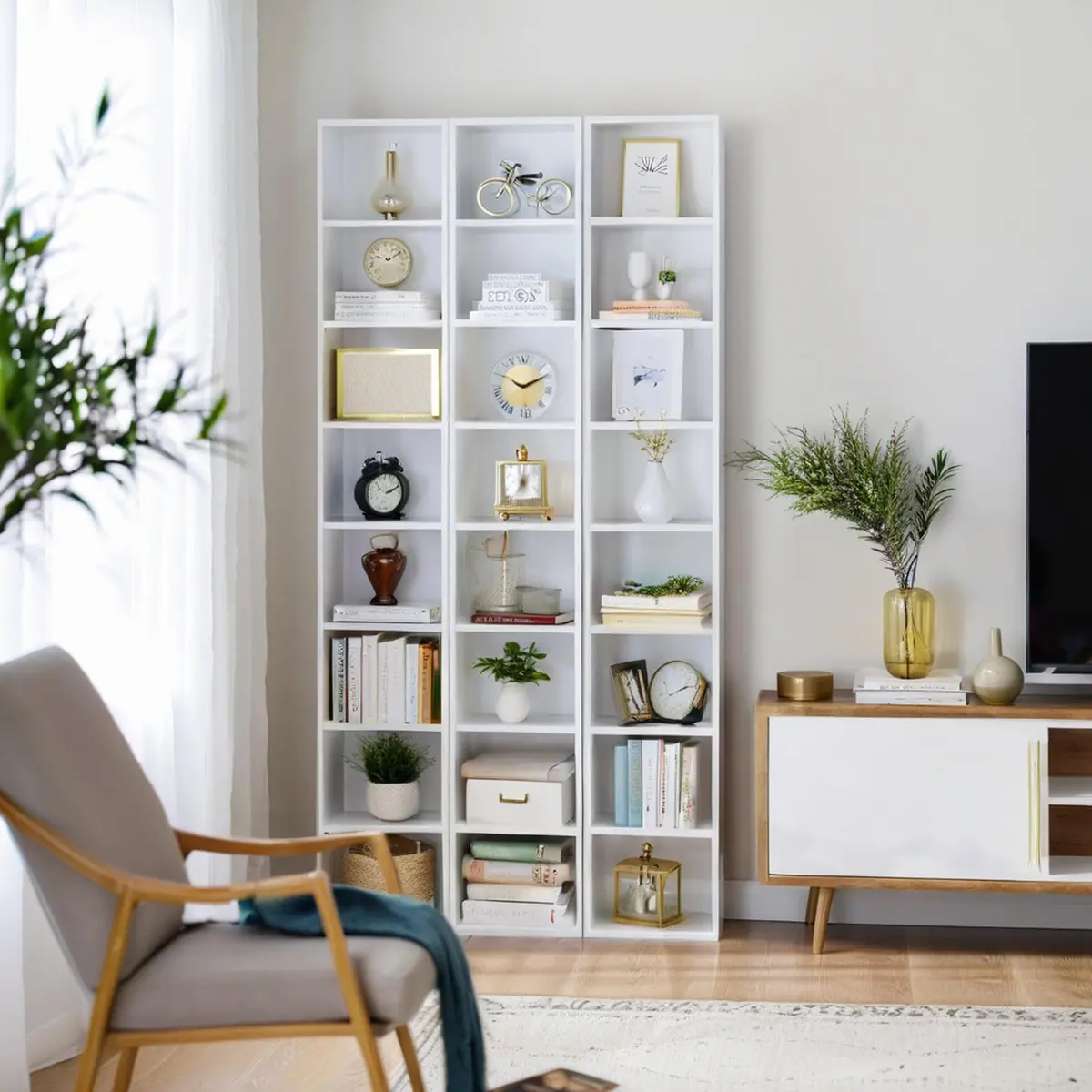MXV 71.5" Tall Narrow Bookshelf 8-Tier Cube Display Rack for Home Office - view 4