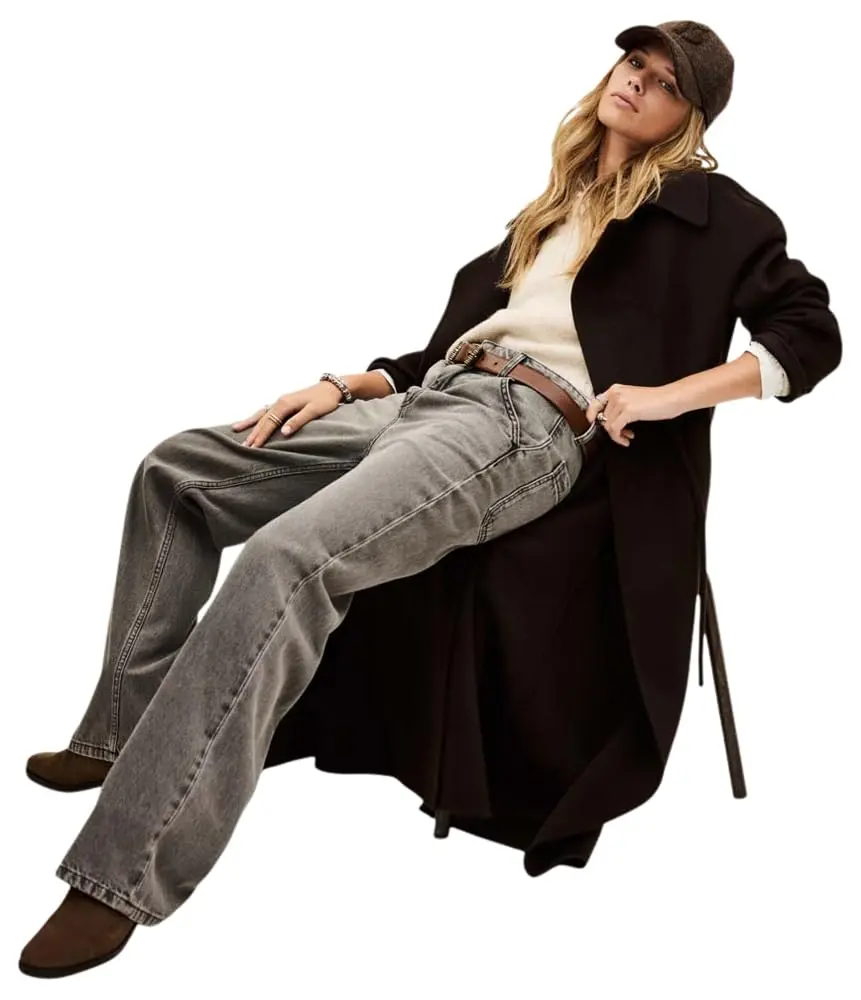 ba&sh Kate Coat, Chocolat, Size 3 | Long Wool Blend Coat with Tie Belt (70-120 chars) - view 5