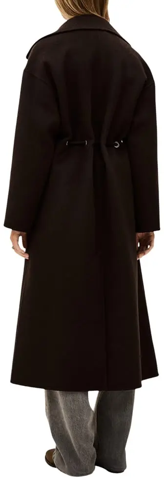 ba&sh Kate Coat, Chocolat, Size 3 | Long Wool Blend Coat with Tie Belt (70-120 chars) - view 6
