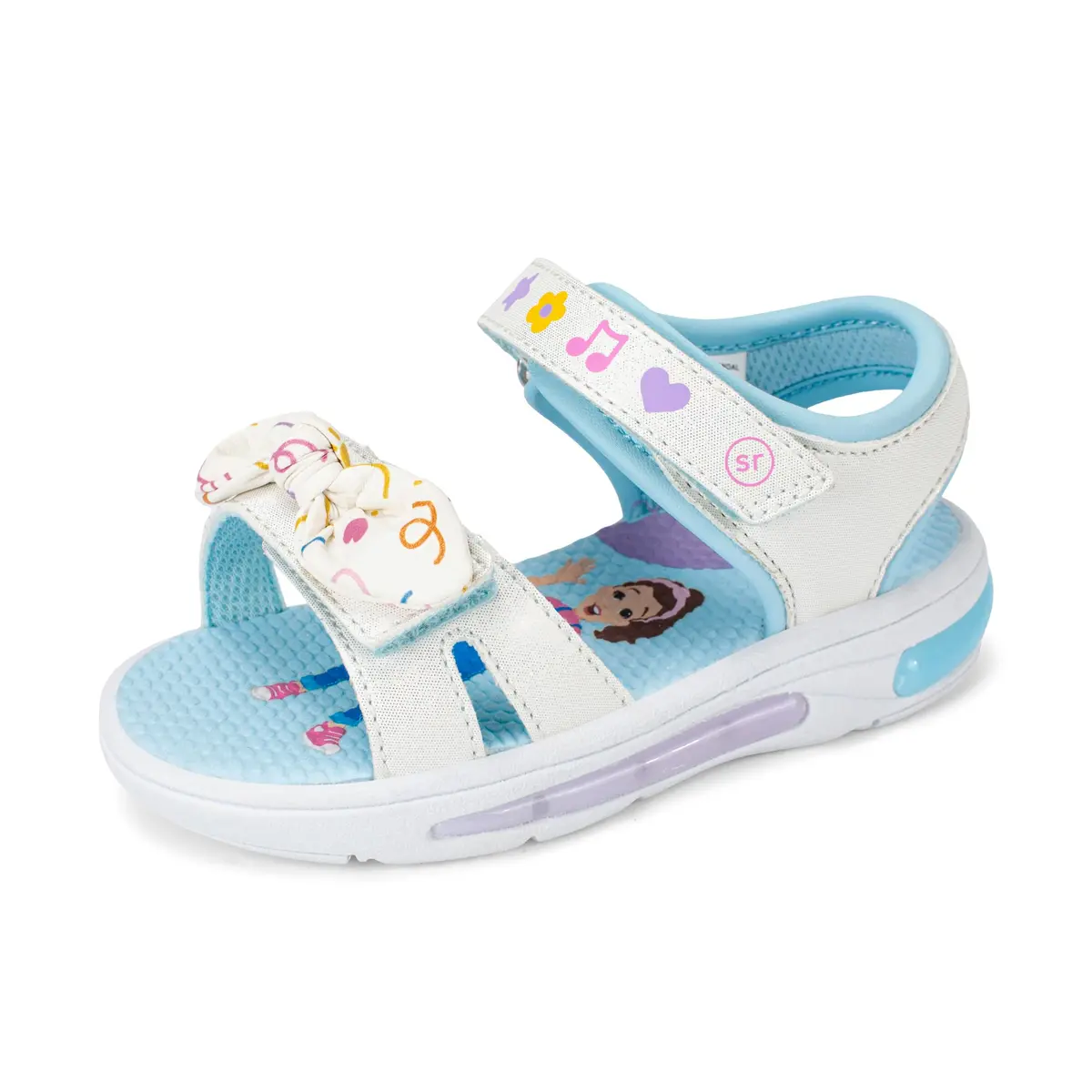 Ms Rachel x SR Light Up Bow Sandal - White Toddler Open Toe Casual Shoe | APMA Certified, Memory Foam Sock, Durable, Easy On (70-120 chars) - main product image