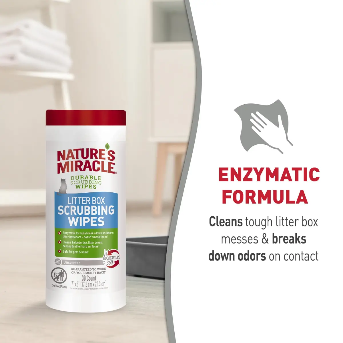 Nature’s Miracle Litter Box Scrubbing Wipes 30Ct Pack of 2 | Odor & Mess Breaker - view 7