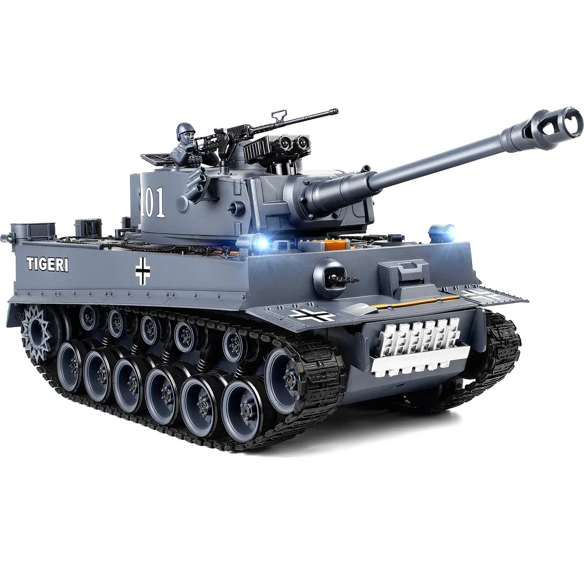 Supdex 1:18 RC Tank with Smoke, Lights & Sound | German Tiger I Military Model for Kids & Adults - main product image