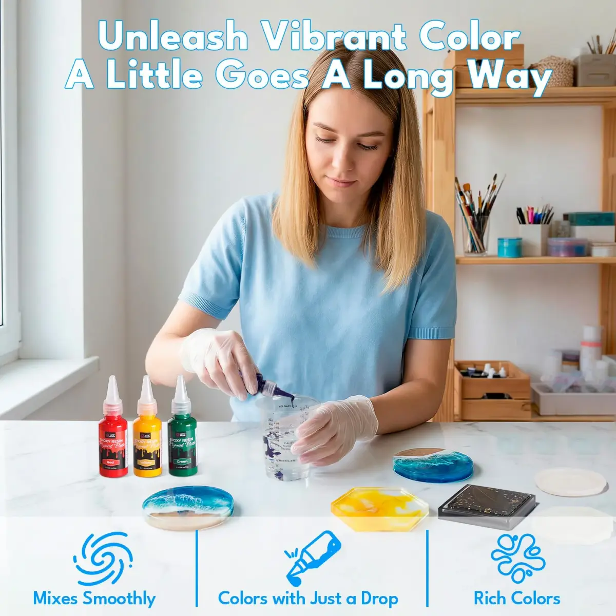 LET'S RESIN 8-Color Resin Pigment Paste Set 3.92ml (Pack of 8) | Concentrated Epoxy Dye for Translucent to Opaque Effects - view 4