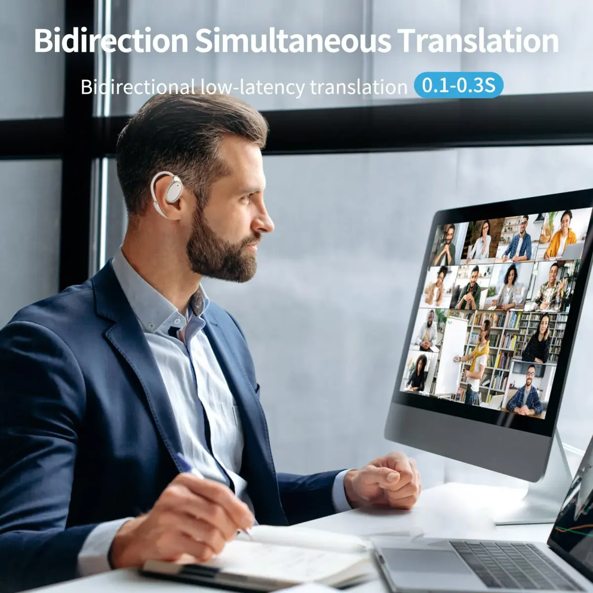 BeskooHome Two Way Language Translator Earbuds White | 150 Languages Real-time Translation for Travel, Business, Learning - view 2