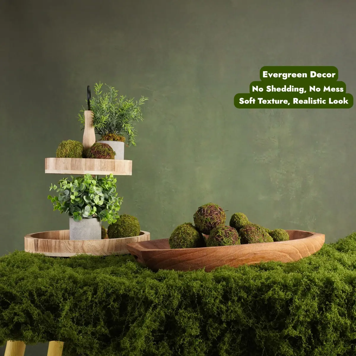 BYHER Artificial Moss Mat 100x100cm (39"x39") | Realistic Green Nylon Crafting Sheet for Decor - view 5