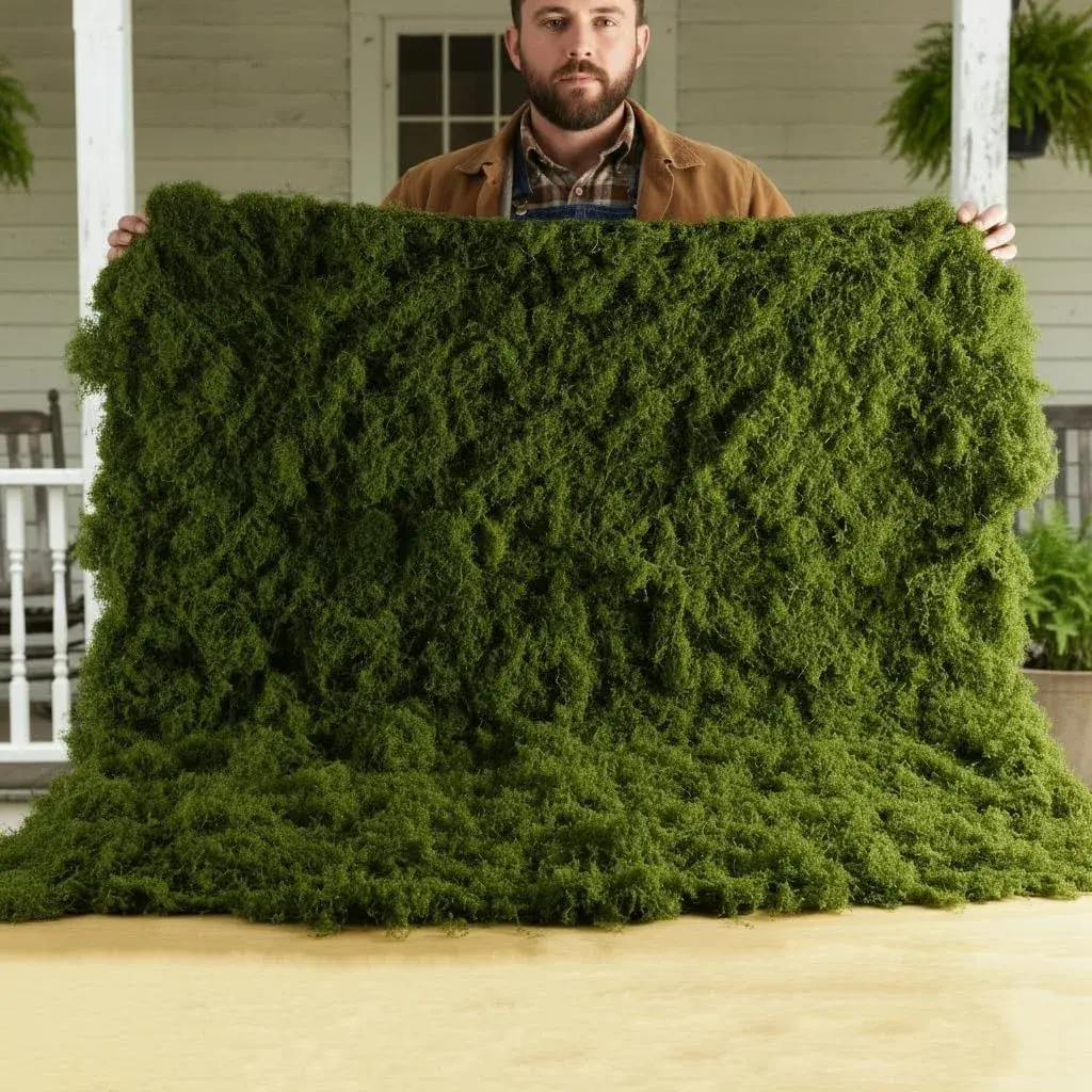 BYHER Artificial Moss Mat 100x100cm (39"x39") | Realistic Green Nylon Crafting Sheet for Decor - view 2
