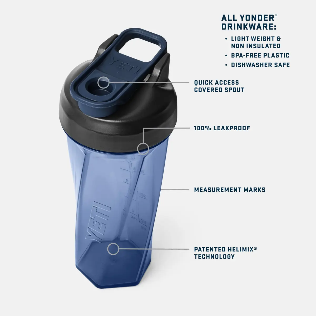 YETI Yonder Helimix Vortex Blender Shaker Bottle 798ml (27oz) | Patented Vortex Mixing, Leakproof, USA Made - view 3