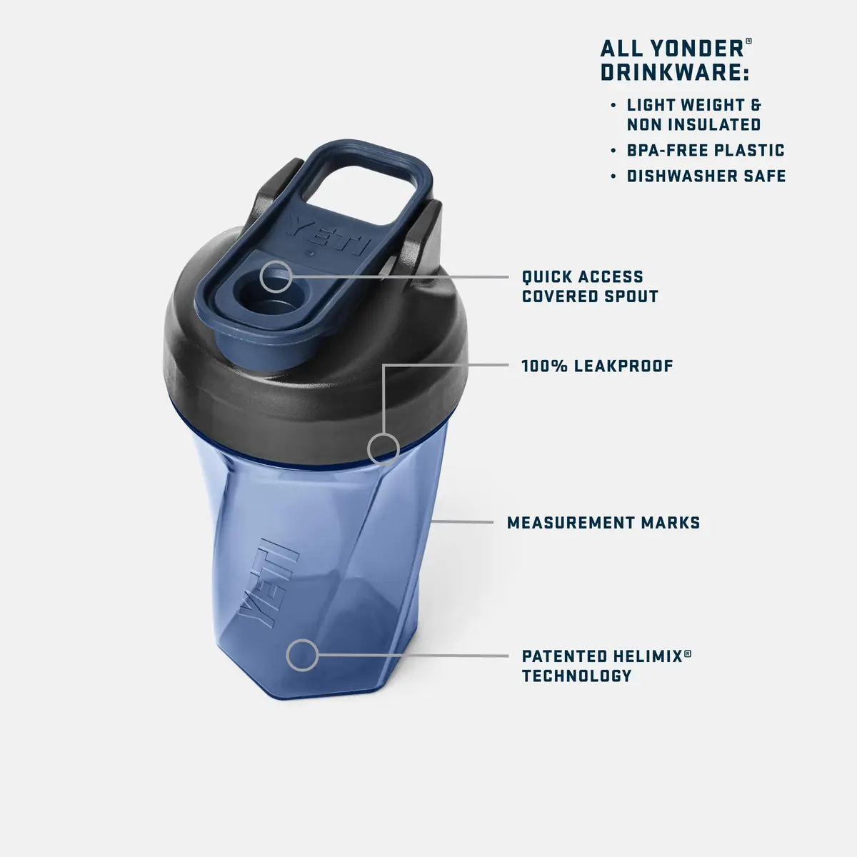 YETI Yonder Helimix Vortex Blender Shaker Bottle 600ml (20oz) | Patented Vortex Mixing Technology | Imported from USA - view 3