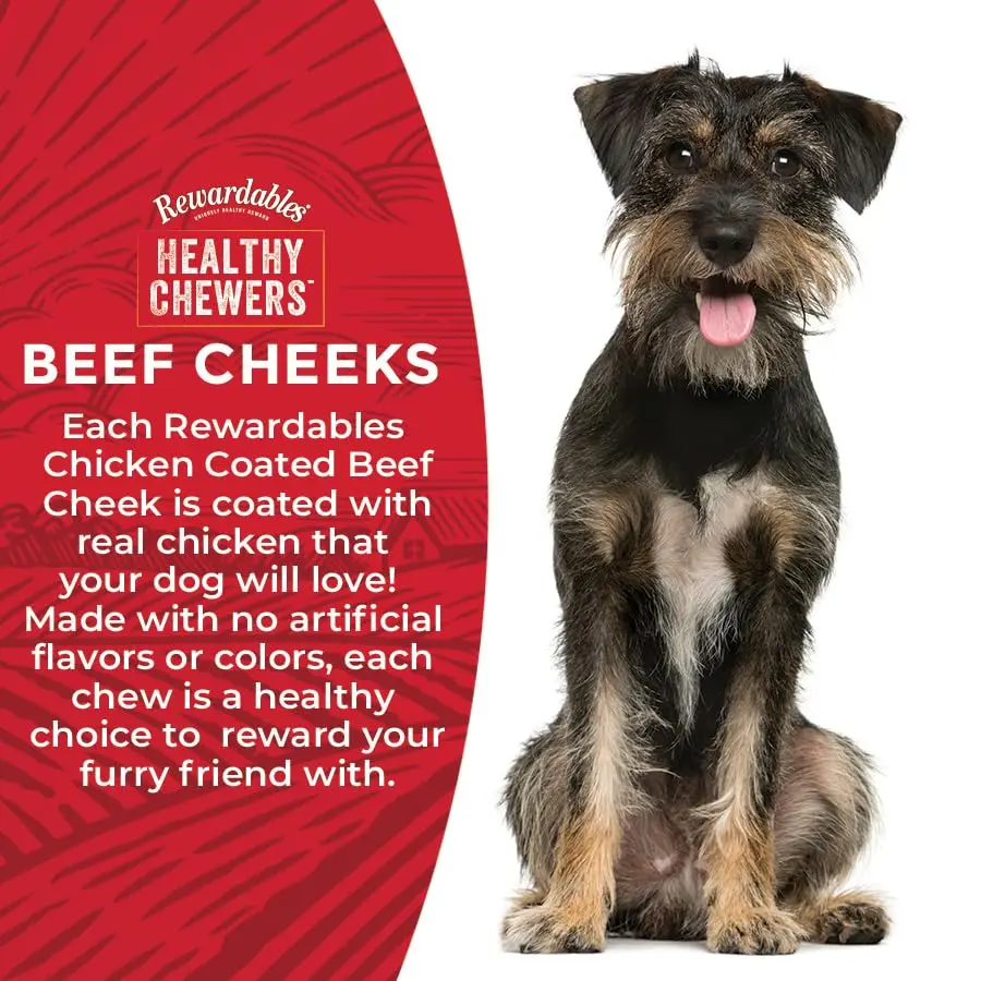 Rewardables Chicken Coated Beef Cheek Rolls for Dogs, 5 Inch, 5 Pack | Long Lasting, Supports Dental Health - view 5