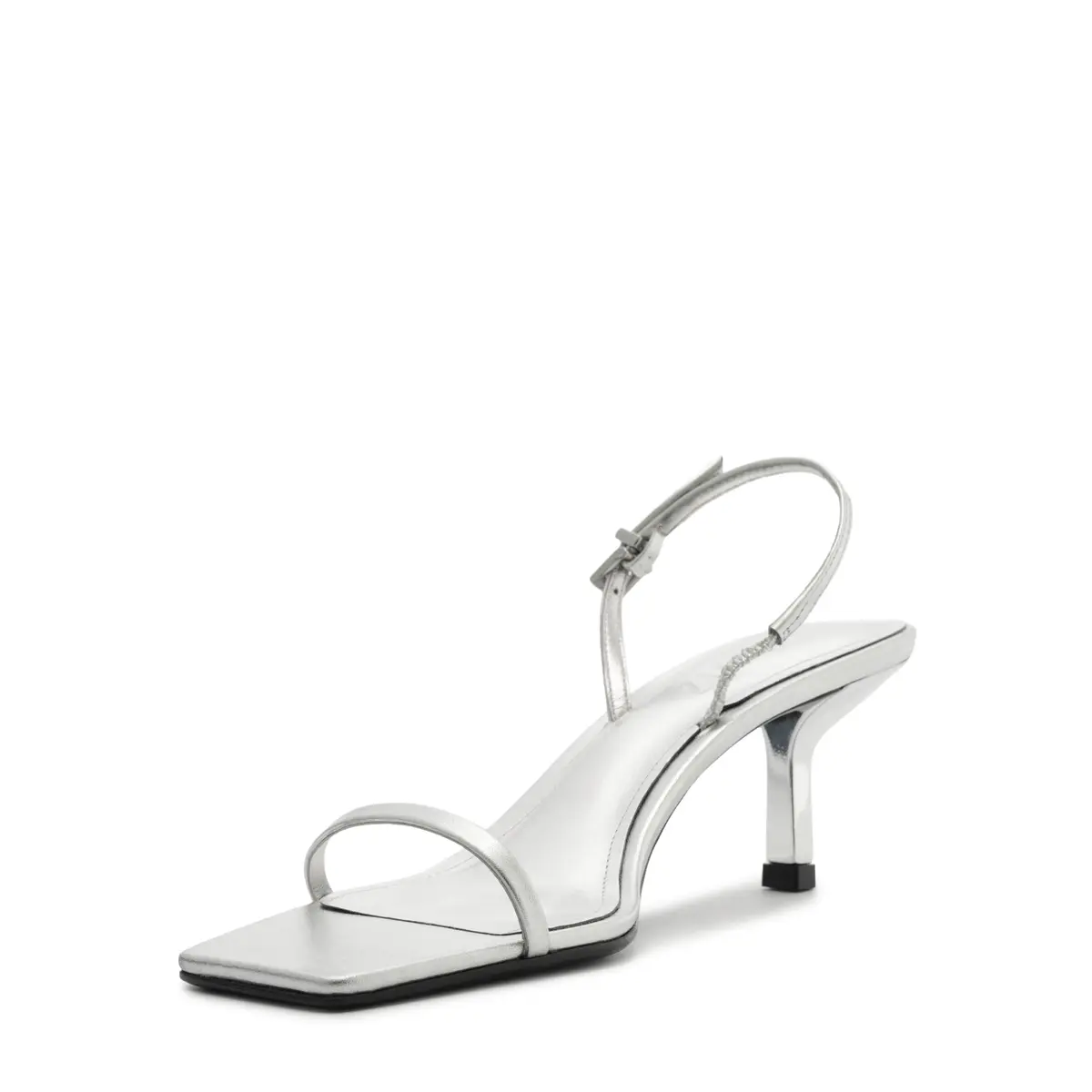 SCHUTZ Judith Slingback Sandal, Silver, 9.5 | Modern Square Toe & Mid Heel - main product image