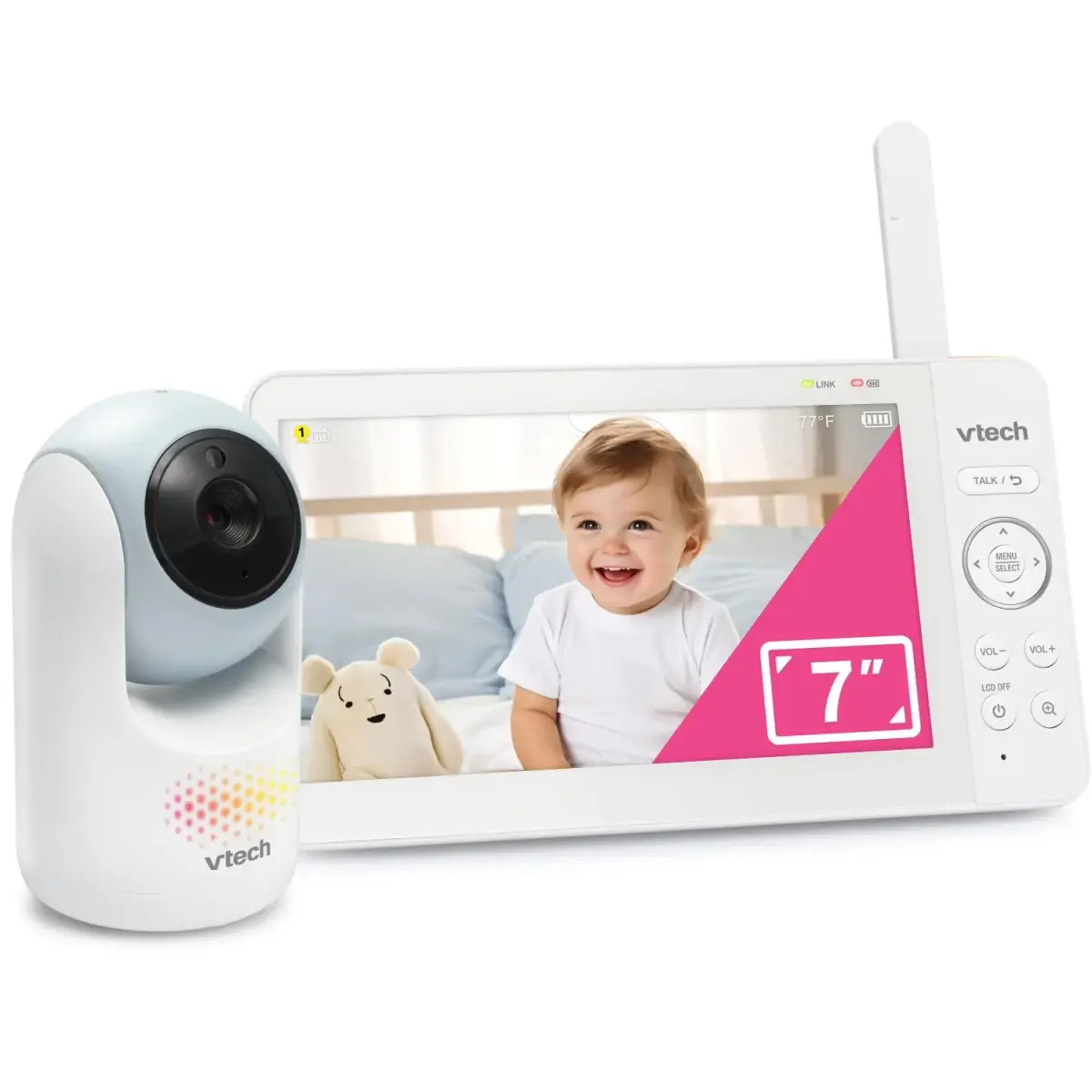 VTech Advanced Max Baby Monitor with 7" IPS Screen & 5000mAh Battery | No WiFi, 360° Pan Tilt Zoom, 2-Way Talk - main product image