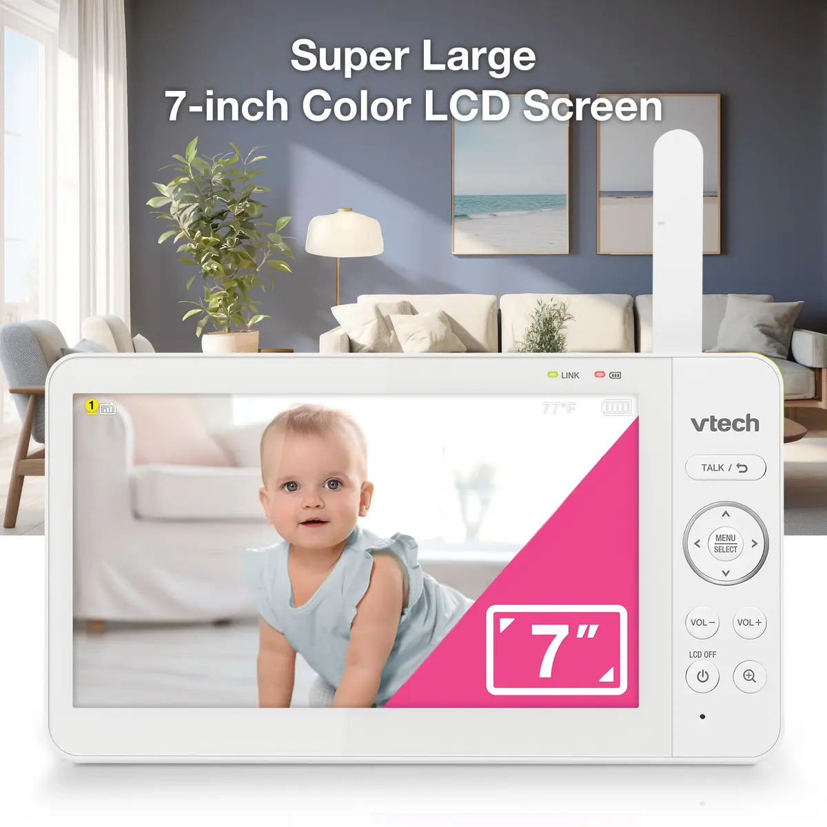 VTech Advanced Max Baby Monitor with 7" IPS Screen & 5000mAh Battery | No WiFi, 360° Pan Tilt Zoom, 2-Way Talk - view 3