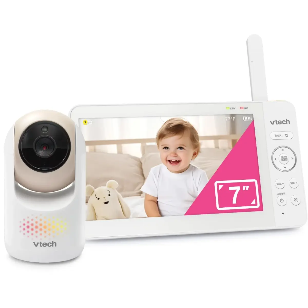 VTech Advanced Max Baby Monitor with 7" Screen, 5000mAh Battery, 360° PTZ, No WiFi | Private Nursery Coverage - main product image