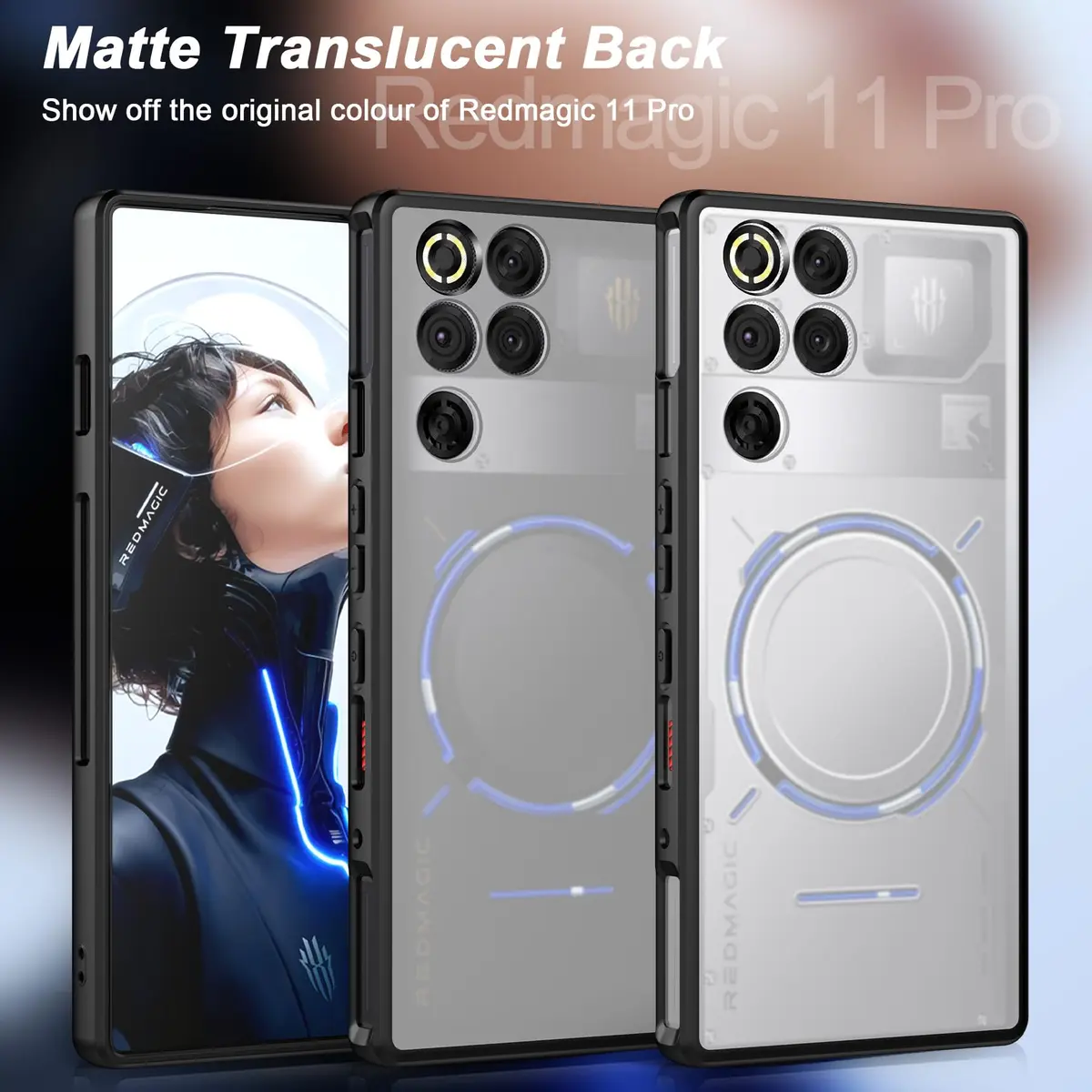 Cresee Matte Translucent Case for Red Magic 11 Pro/11S Pro | Shockproof TPU Bumper, Hybrid PC Back, Fingerprint-Resistant - view 2