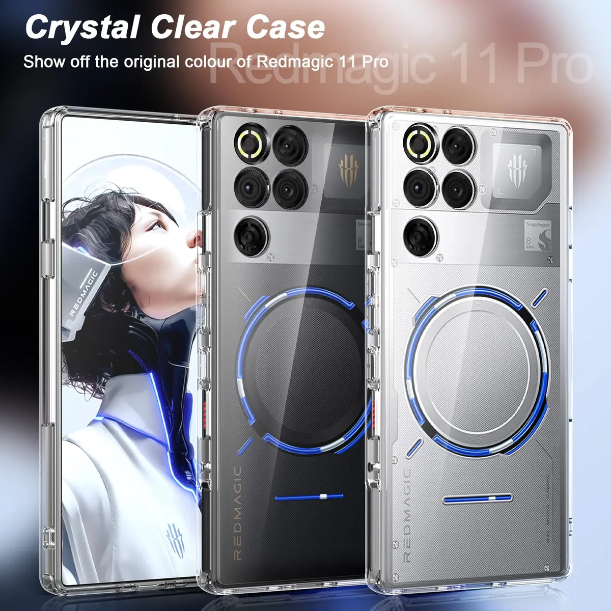 Cresee Crystal Clear Case for Red Magic 11 Pro/11S Pro | Shockproof TPU Bumper, Hybrid Hard PC Back, Raised Edges - view 2