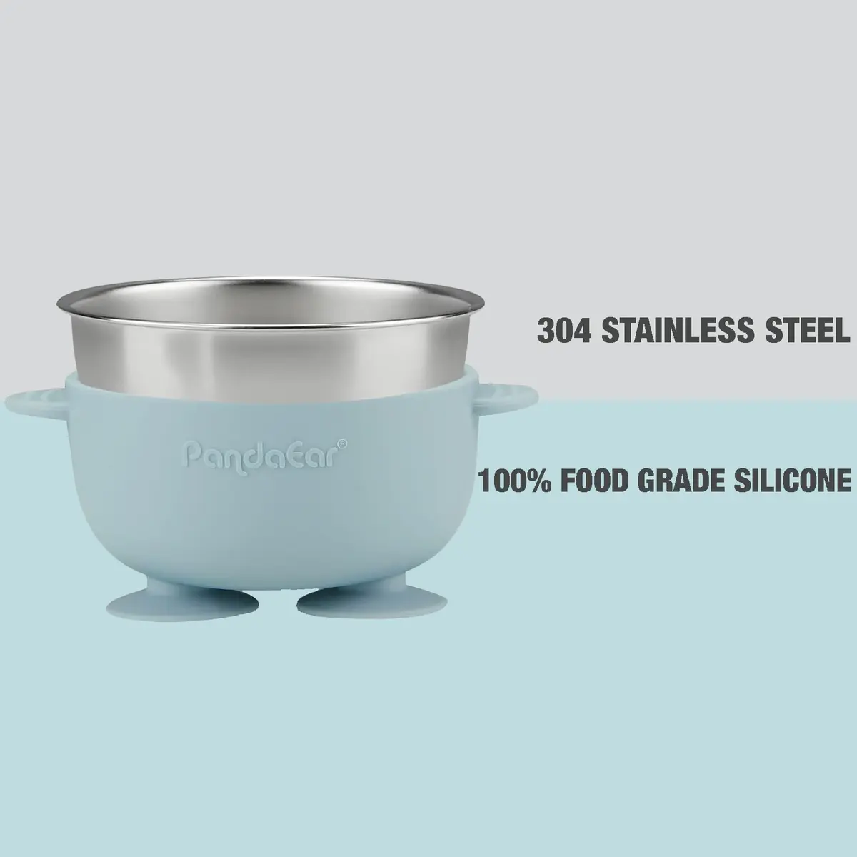 PandaEar 6-in-1 Stainless Steel Baby Feeding Set with Sippy Cup, Bib, Spoon & Fork | Blue, 6 Pieces - view 5
