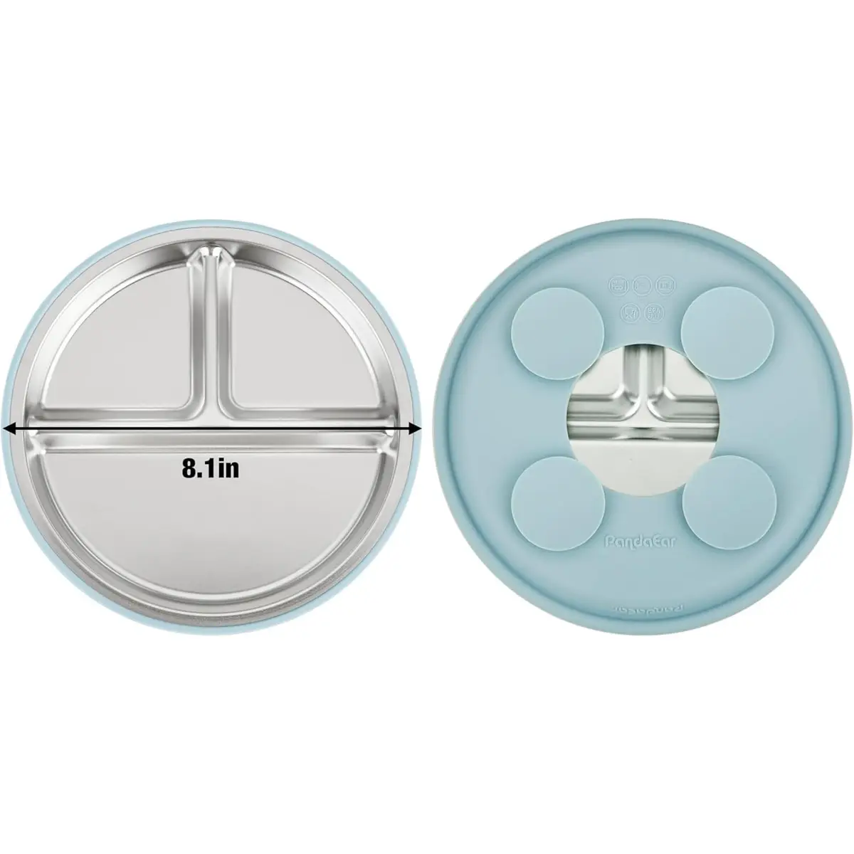 PandaEar 6-in-1 Stainless Steel Baby Feeding Set with Sippy Cup, Bib, Spoon & Fork | Blue, 6 Pieces - view 6