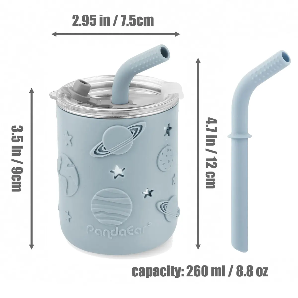 PandaEar 6-in-1 Stainless Steel Baby Feeding Set with Sippy Cup, Bib, Spoon & Fork | Blue, 6 Pieces - view 7