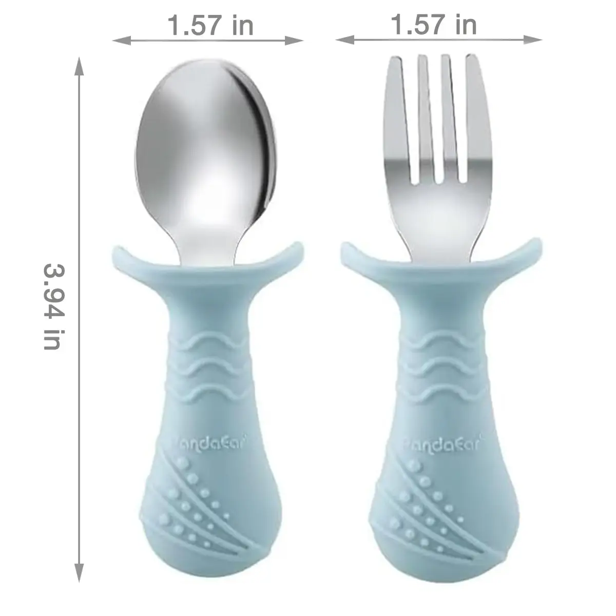 PandaEar 6-in-1 Stainless Steel Baby Feeding Set with Sippy Cup, Bib, Spoon & Fork | Blue, 6 Pieces - view 8