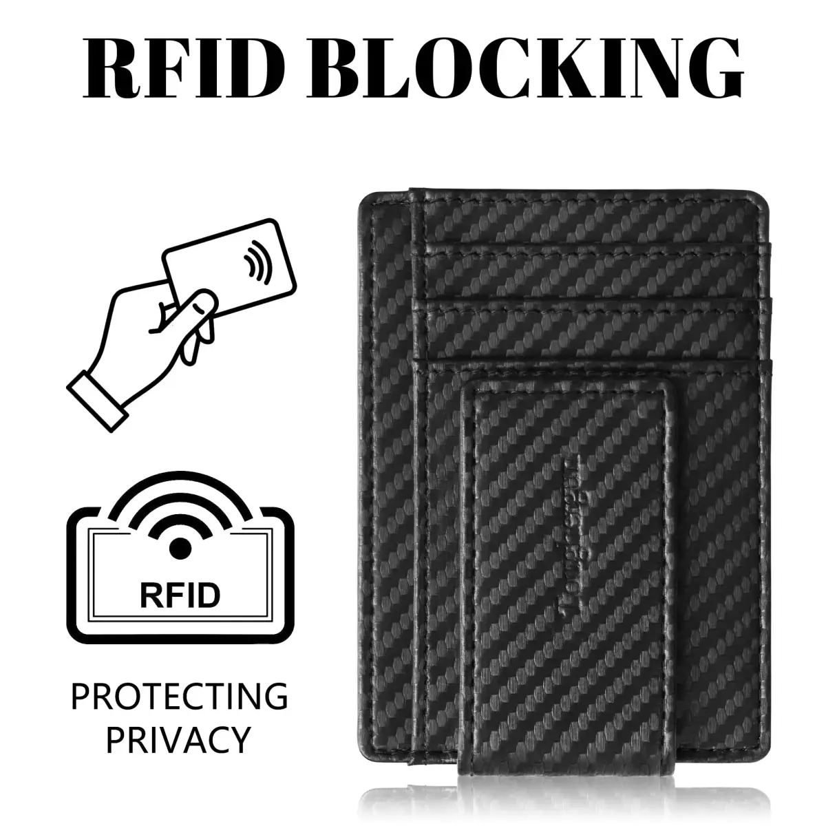 Toughergun Slim Wallet RFID Blocking Money Clip 10.16cm x 7.62cm x 0.76cm | Magnetic Front Pocket Card Holder - view 6
