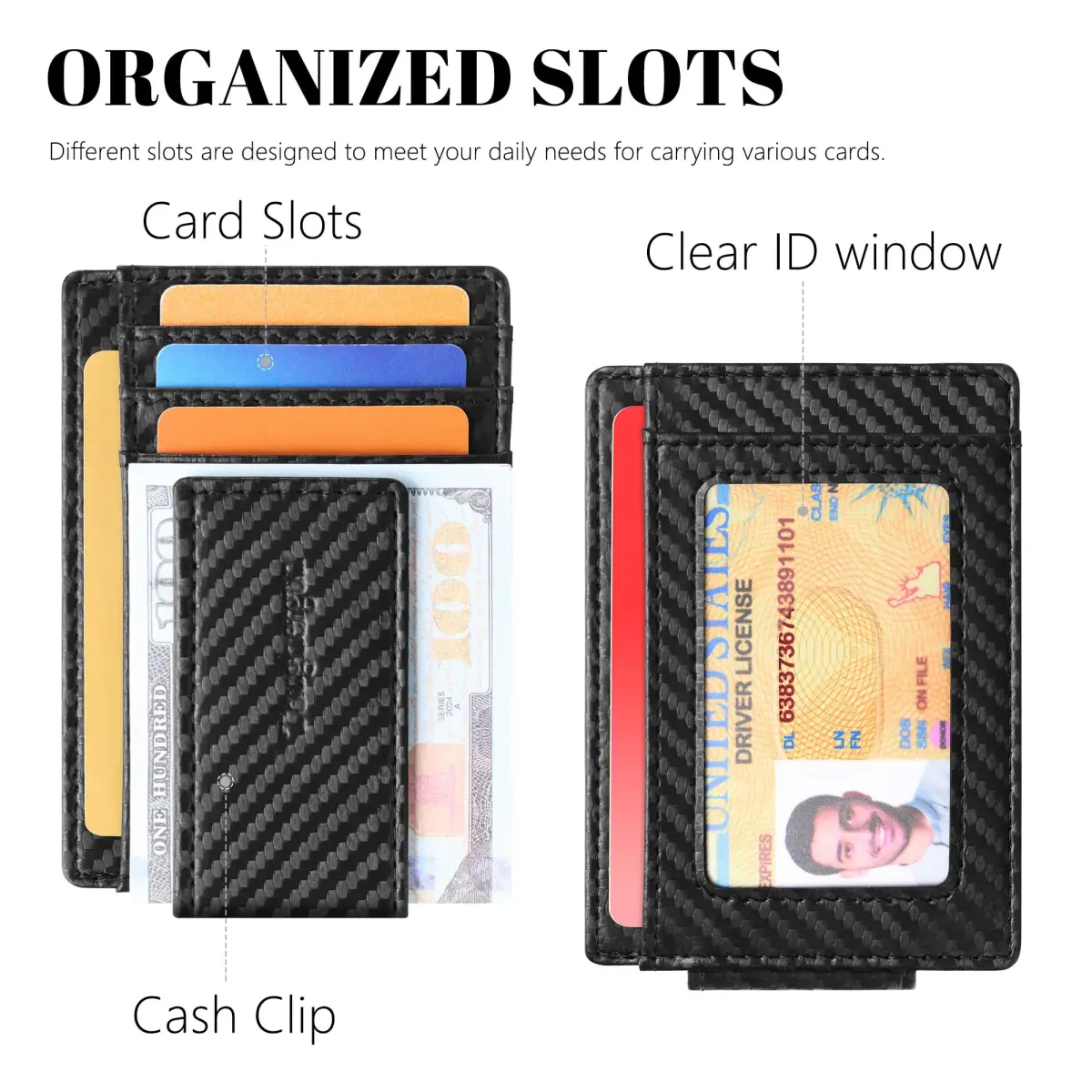 Toughergun Slim Wallet RFID Blocking Money Clip 10.16cm x 7.62cm x 0.76cm | Magnetic Front Pocket Card Holder - view 4