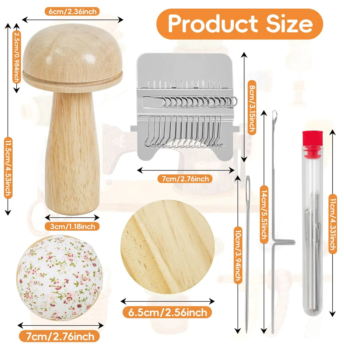 Yiranok Mini Darning Loom Kit with 14 Hooks & 50 Colors | All-in-One Weaving Repair Tool - view 5