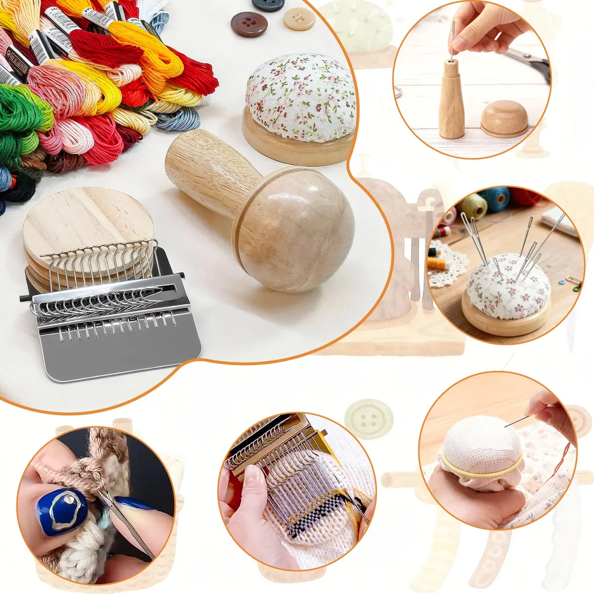 Yiranok Mini Darning Loom Kit with 14 Hooks & 50 Colors | All-in-One Weaving Repair Tool - view 2