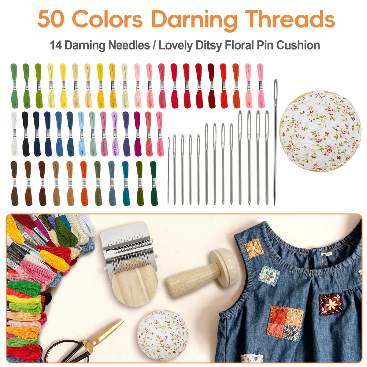 Yiranok Mini Darning Loom Kit with 14 Hooks & 50 Colors | All-in-One Weaving Repair Tool - view 4