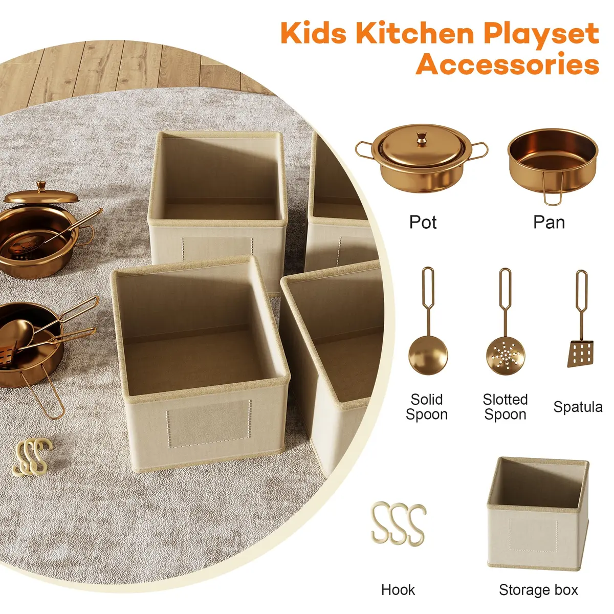 knoworld Wooden Play Kitchen for Kids – Smart Storage with Cabinets & Bins, Modern Toddler Kitchen Playset with Stove, Sink & Accessories, Gift for Ages 3+, White | Realistic, Durable, Safe - view 8