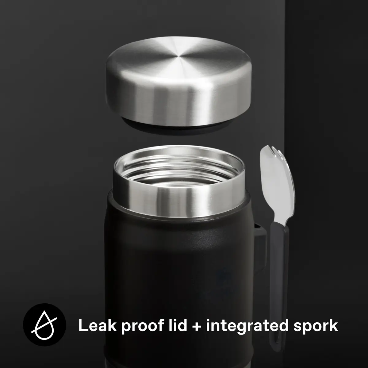 STANLEY Food Storage Container with Spork 0.4L | Leakproof, Insulated, Durable Stainless Steel - view 5