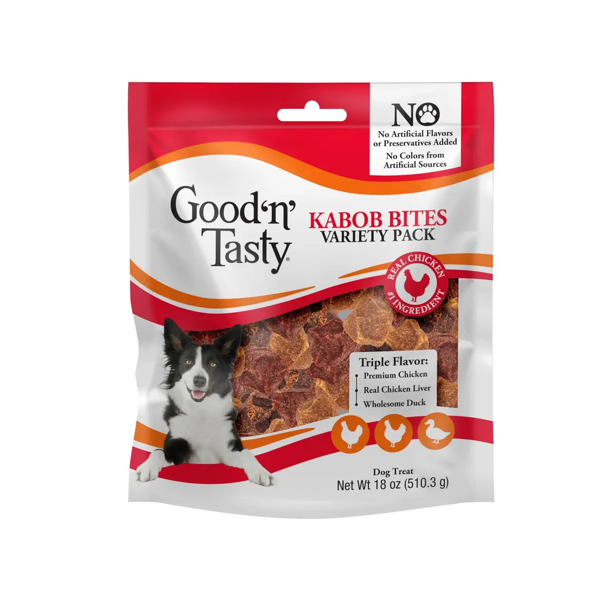 Good ‘N’ Tasty Kabob Bites Dog Treats 18 oz | Soft & Chewy, Triple-Protein, No Artificial Flavors - main product image