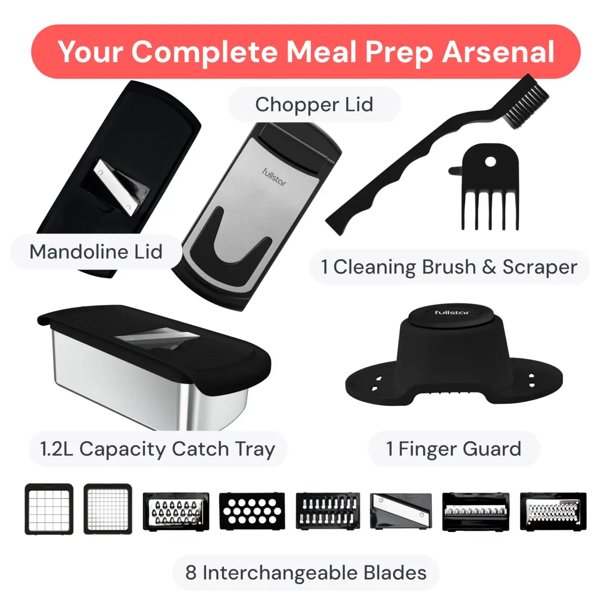 fullstar Pro Original Vegetable Chopper & Mandoline Slicer Kitchen Gadget with Container, 8 Stainless Steel Blades | Fast Prep for Indian Kitchens - view 9