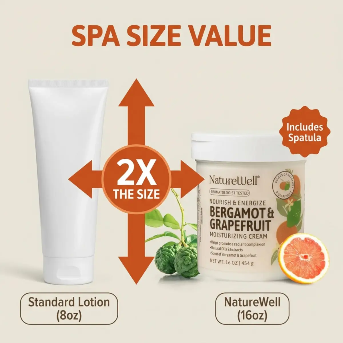 NATURE WELL Bergamot & Grapefruit Nourish & Energize Body Cream 473ml (16 Oz) | Dermatologist Tested for Daily Use - view 7
