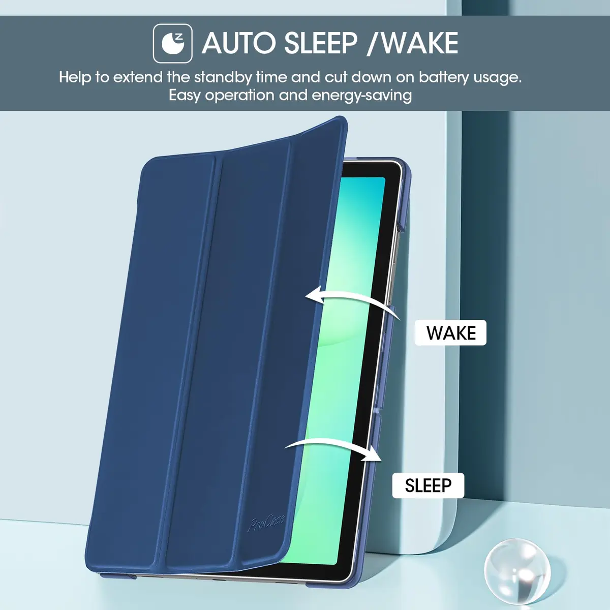 ProCase Galaxy Tab A11+/A9+ 11” Slim Case Dark Blue | Auto Sleep Wake Support - view 6