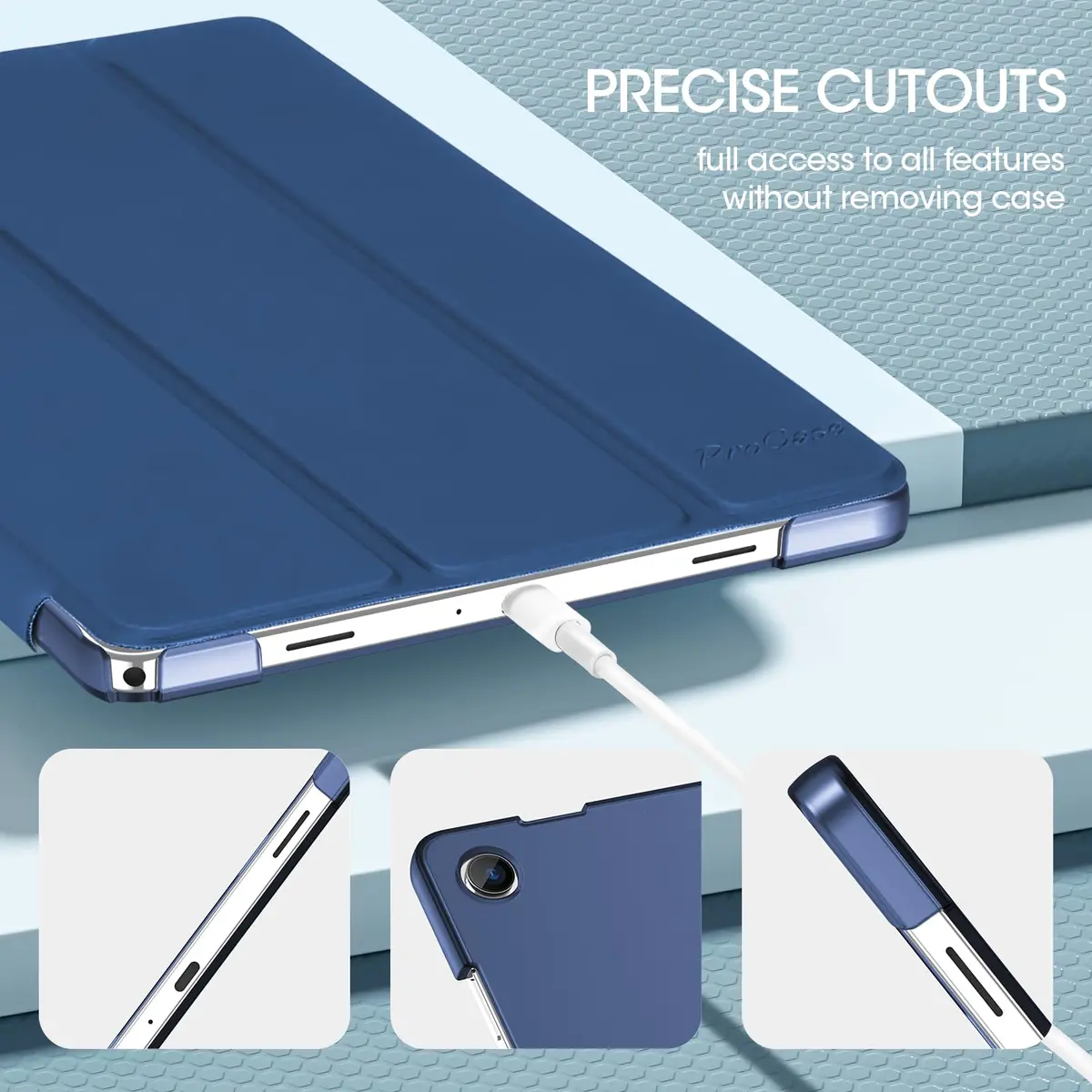 ProCase Galaxy Tab A11+/A9+ 11” Slim Case Dark Blue | Auto Sleep Wake Support - view 8