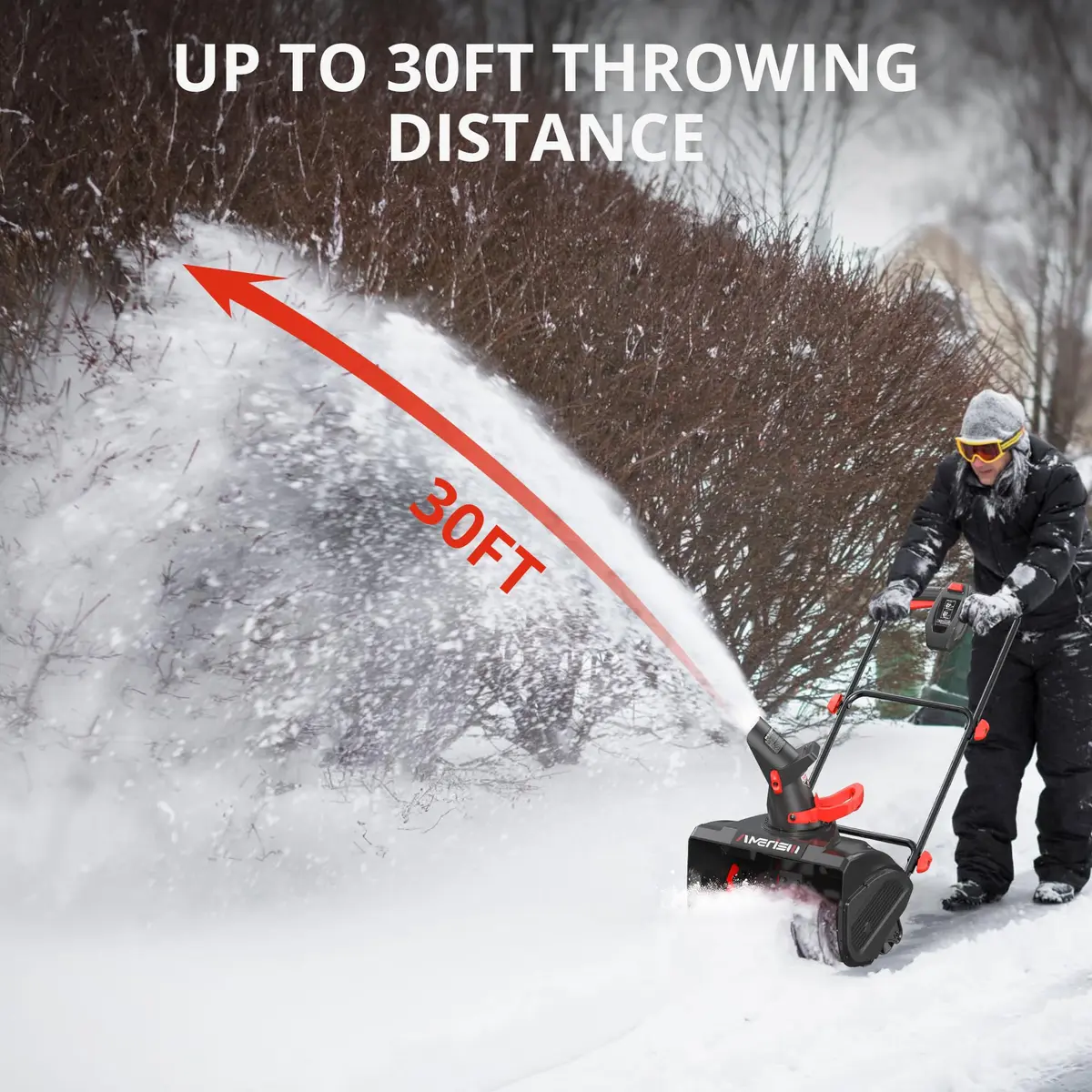 AMERISUN 18" Electric Snow Blower Lightweight for Driveway & Small Yard | 30 FT Throw, 15-Amp Corded Power - view 5