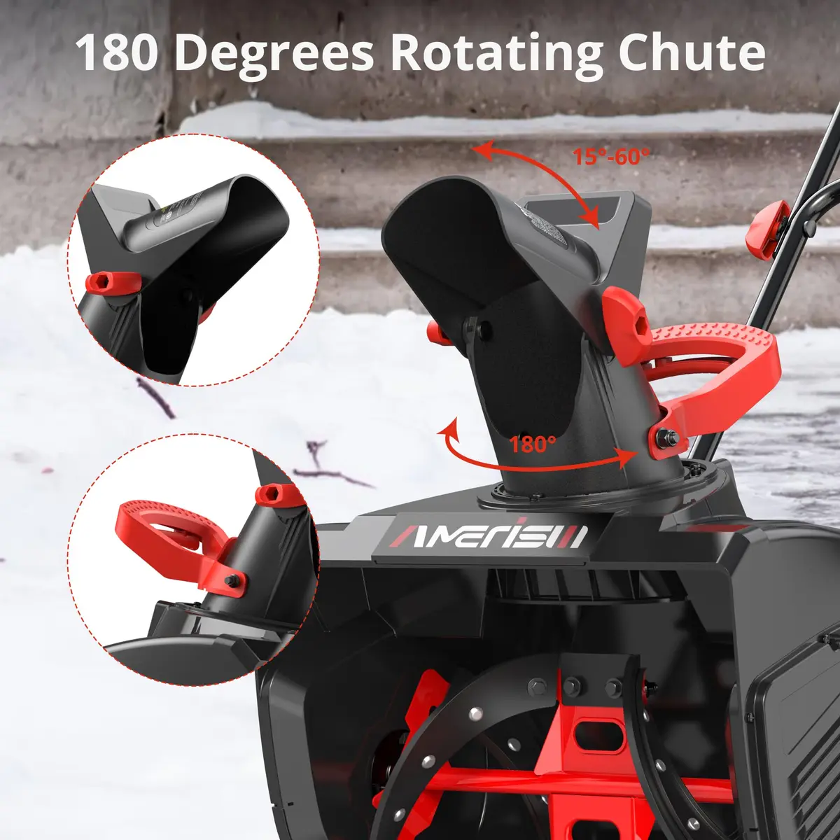 AMERISUN 18" Electric Snow Blower Lightweight for Driveway & Small Yard | 30 FT Throw, 15-Amp Corded Power - view 6