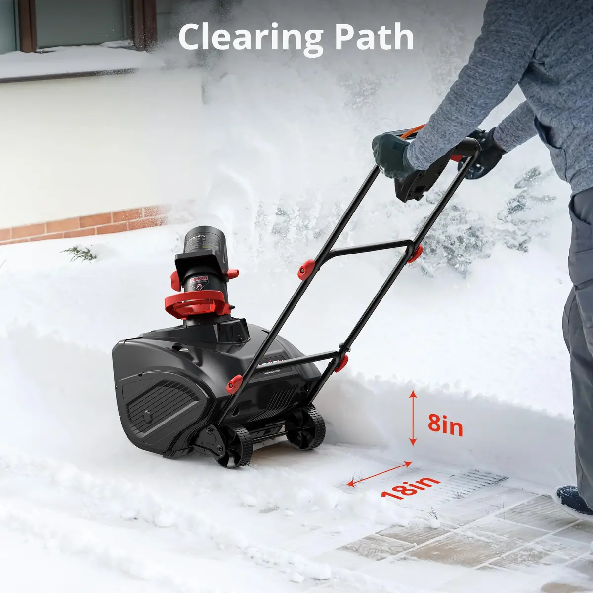 AMERISUN 18" Electric Snow Blower Lightweight for Driveway & Small Yard | 30 FT Throw, 15-Amp Corded Power - view 3