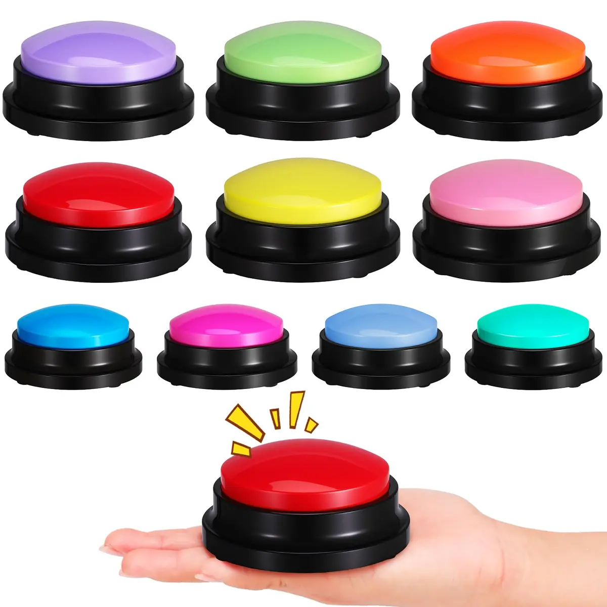 Ovveroche Recordable Answer Buzzers 10-Pack | Game Show Buttons for Training & Fun - main product image