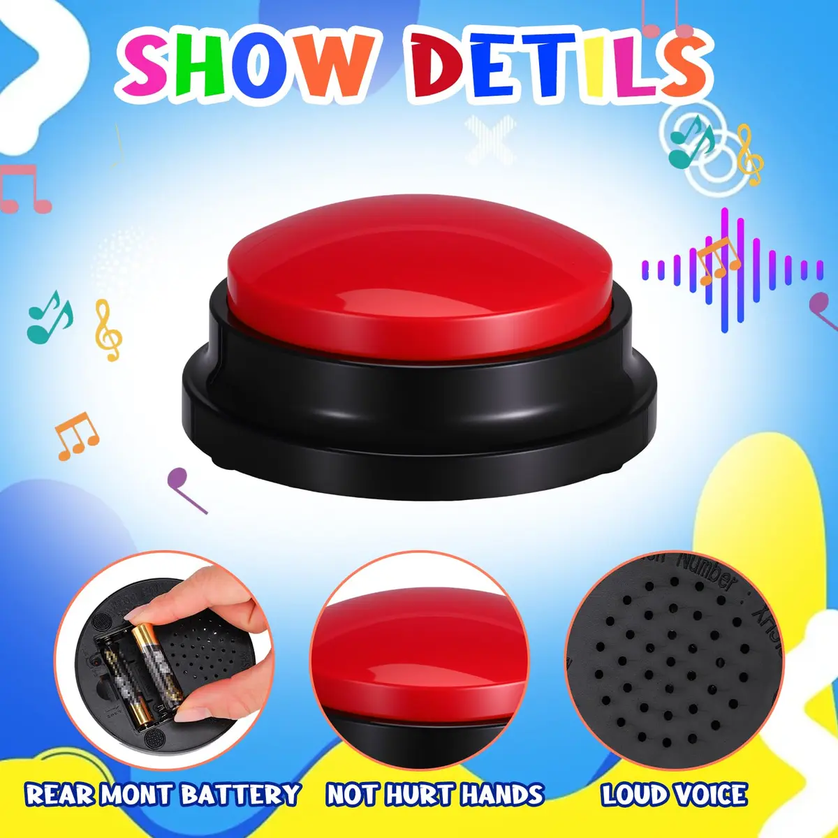 Ovveroche Recordable Answer Buzzers 10-Pack | Game Show Buttons for Training & Fun - view 2