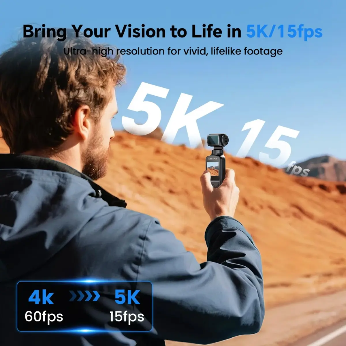 BOBLOV W5 Body Camera 5K/4K 64GB with Rotating Lens & External Mic Support | EIS Stabilization - view 2