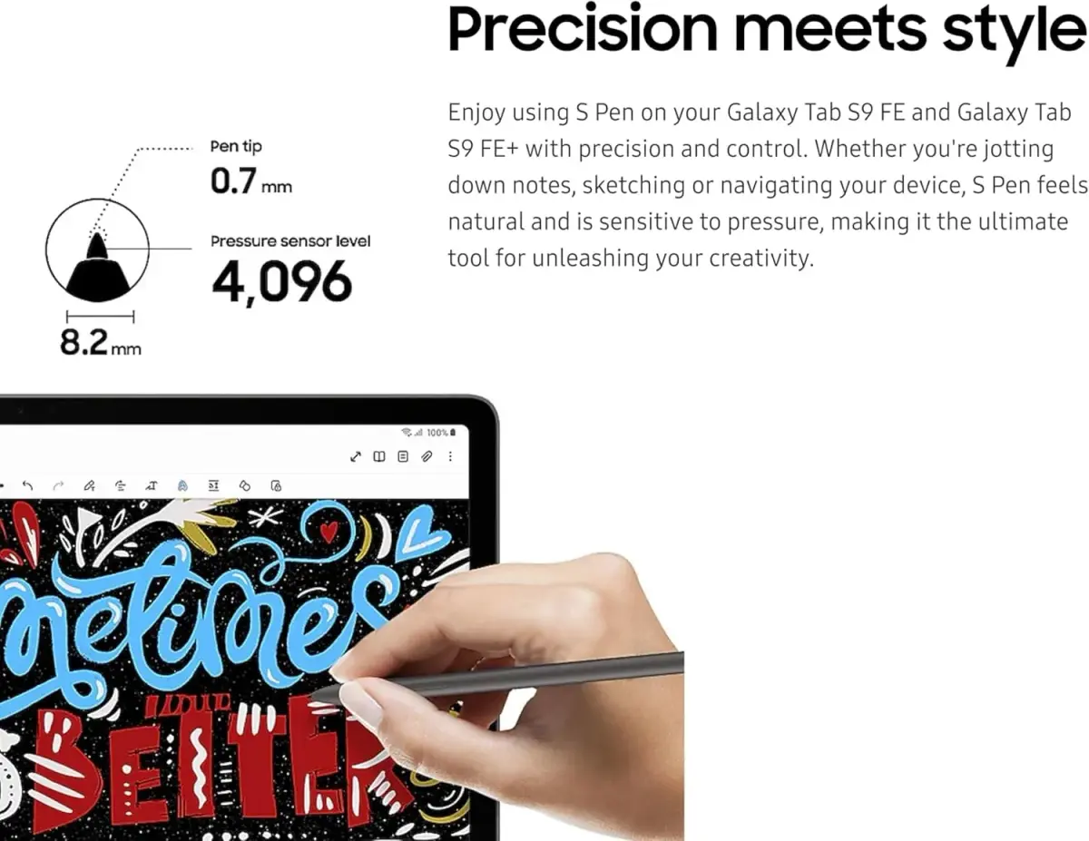 YJSK Galaxy Tab S9 FE S Pen Replacement (Black) | 0.7mm Tip, 4096 Pressure Sensor | Includes 5 Tips - view 4
