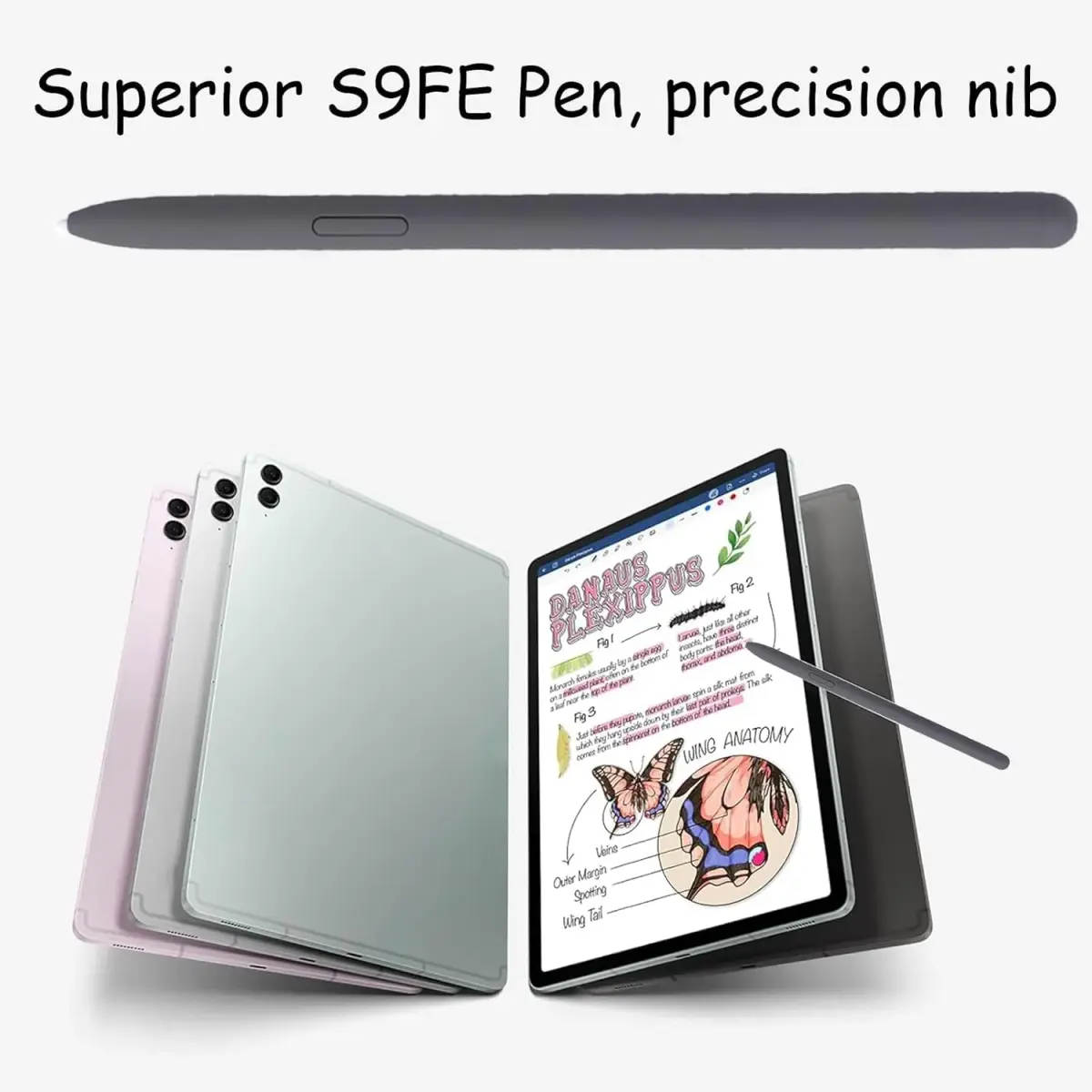 YJSK Galaxy Tab S9 FE S Pen Replacement (Black) | 0.7mm Tip, 4096 Pressure Sensor | Includes 5 Tips - view 3