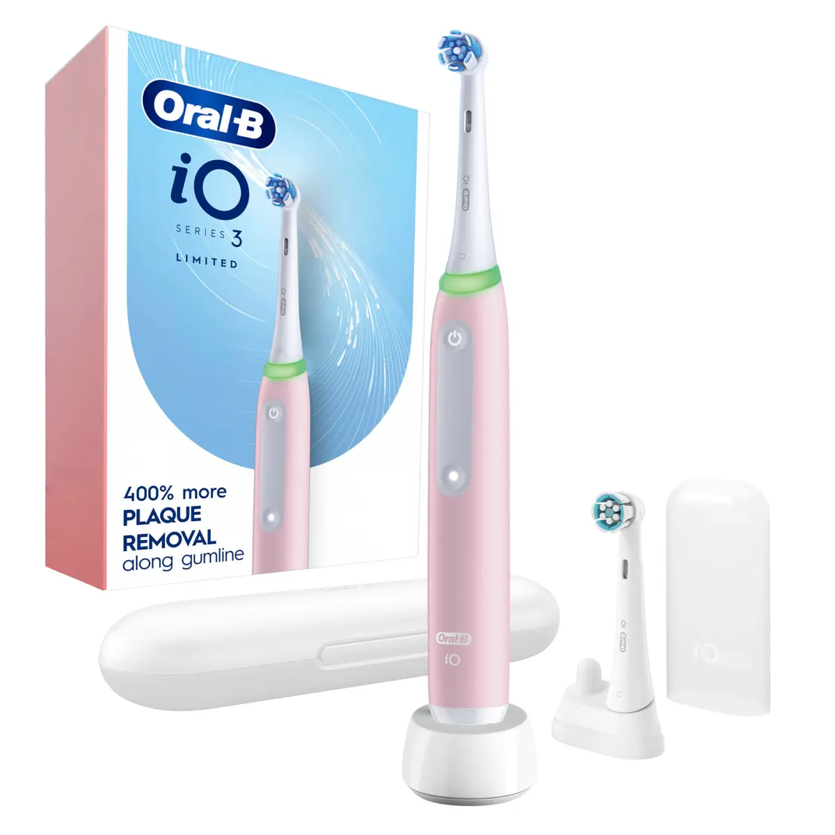 Oral-B iO3 Limited Deep Clean Electric Toothbrush Azalea Pink | 2 Brush Heads, Travel Case, Visual Pressure Sensor - main product image