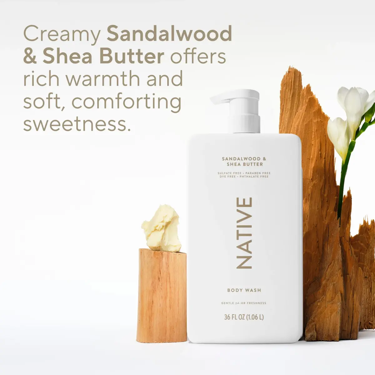 Native Sandalwood & Shea Butter Body Wash 1014ml (36 Fl Oz) | Gentle pH-Balanced for Sensitive Skin - view 5